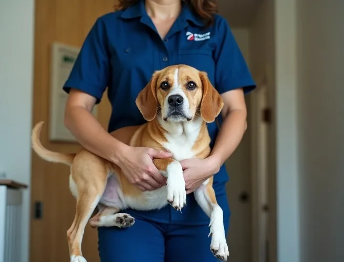 Technician respectfully transporting a deceased dog in Burnside